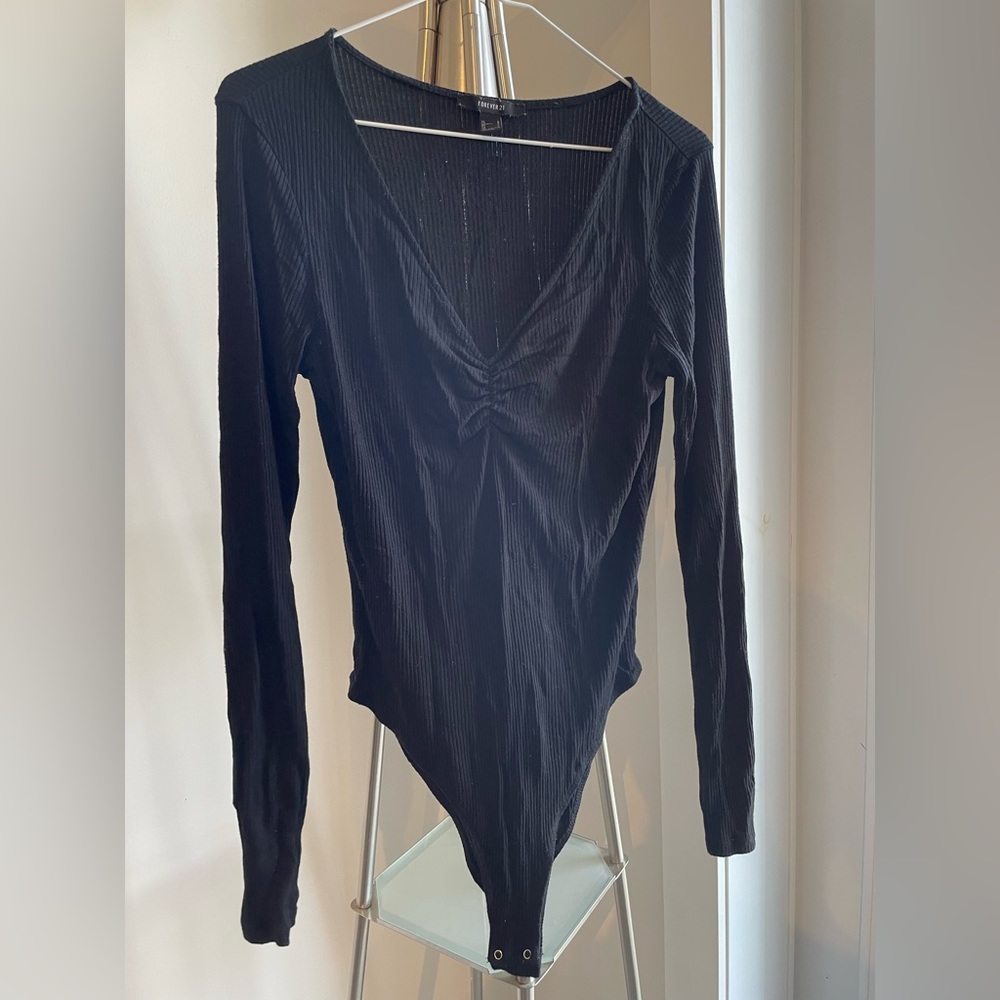 Forever 21 - Long Sleeve - Bodysuit - Black - Size Large